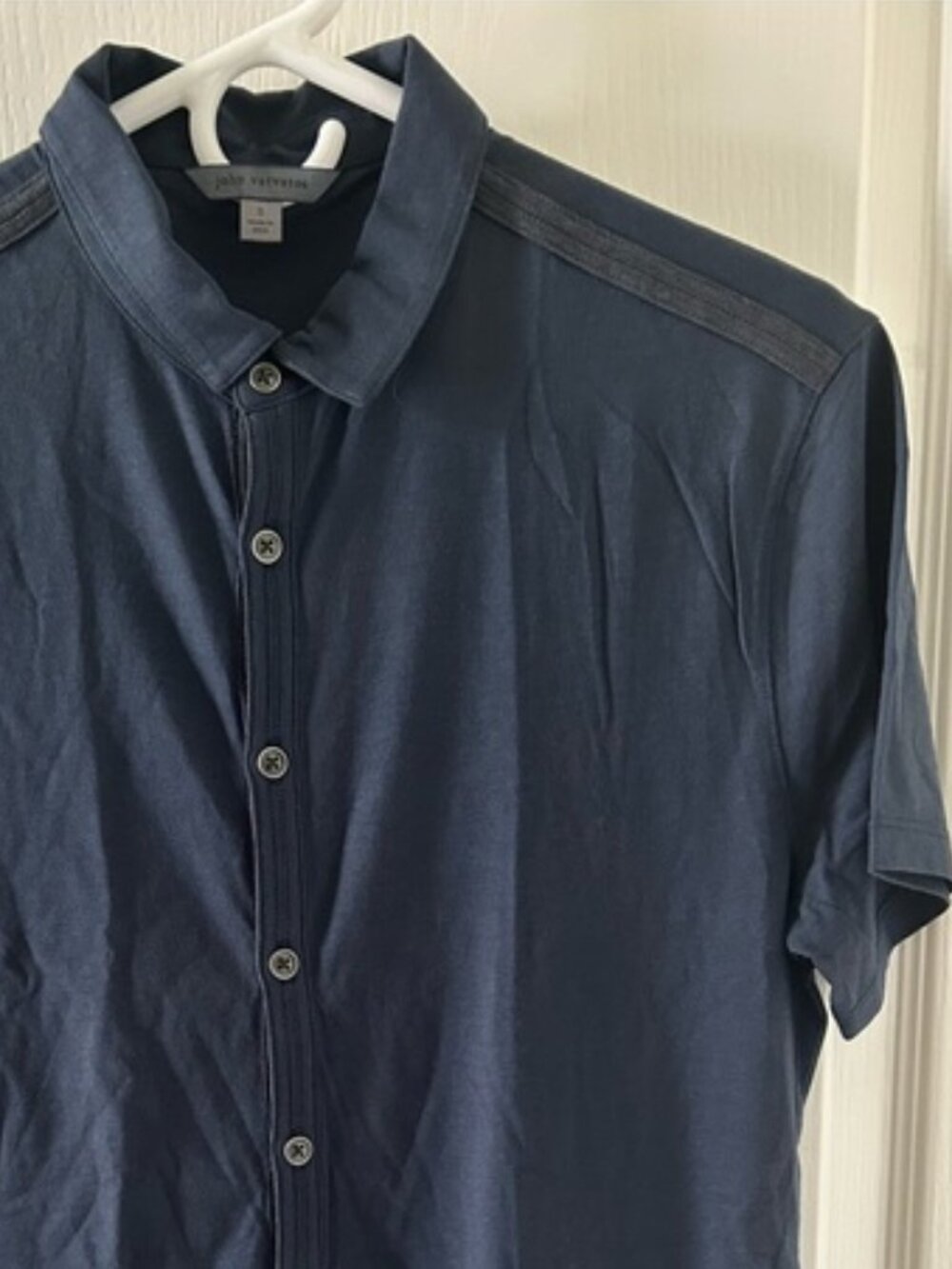 John Varvatos Dark Navy Short Sleeve Button Down Shirt Size S